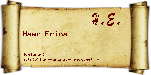 Haar Erina névjegykártya